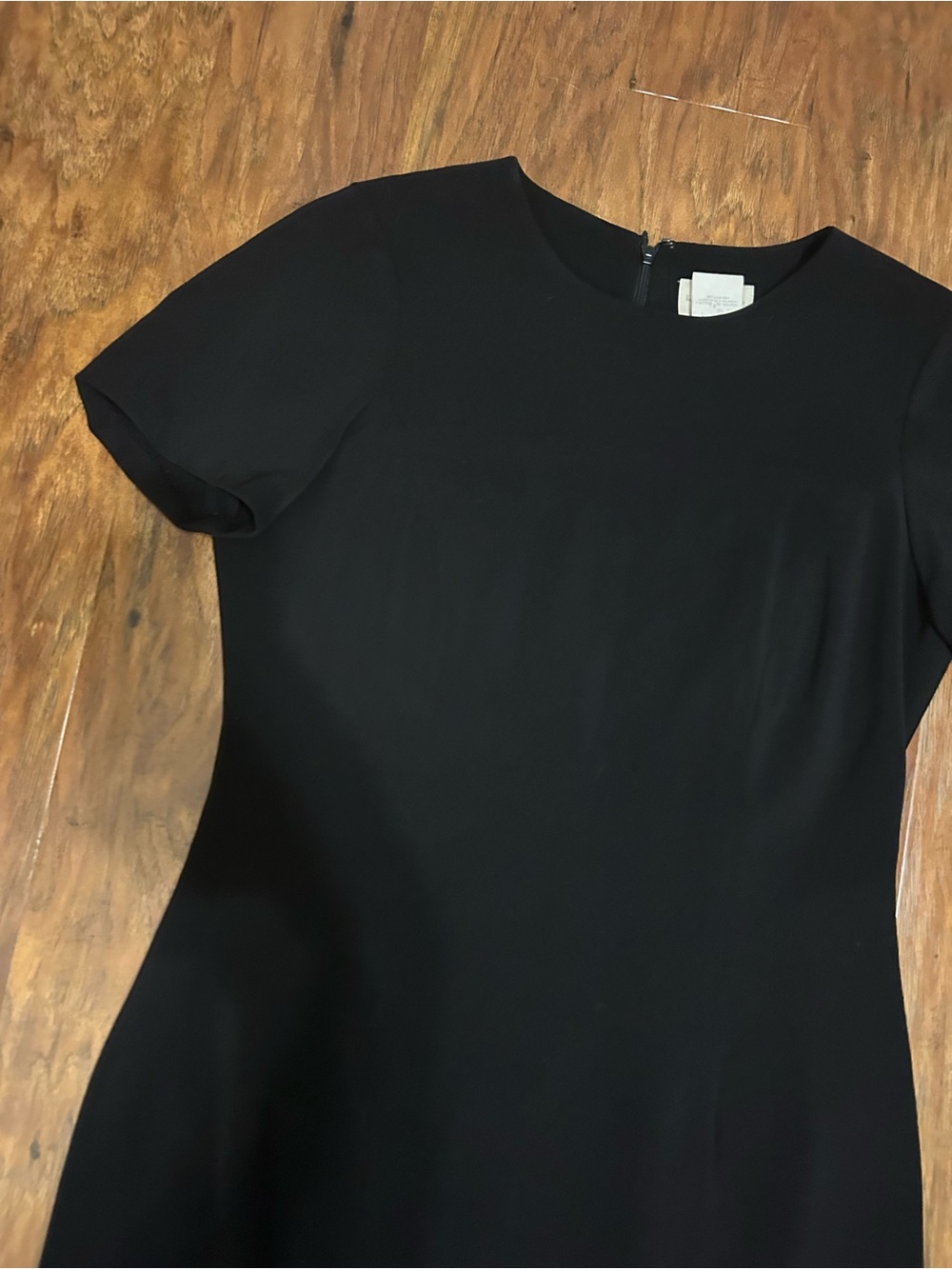 Liz Claiborne Black Short-Sleeve Midi A-Line Dress Opera Ballet LBD Formal Work - Picture 3 of 8
